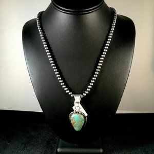 Navajo Sterling Silver Necklace Pendant Length 20